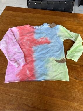 Project Social T Kids Tie-Dye Crewneck Sweatshirt — Pink, Red, Blue & Green